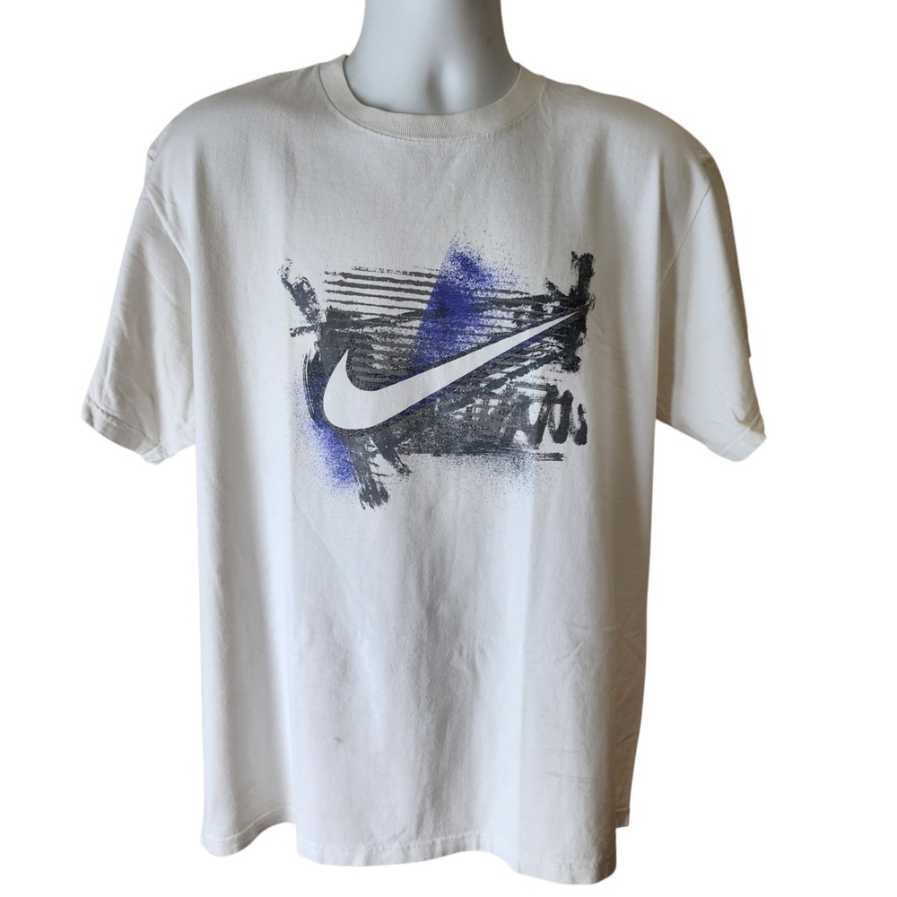 Vintage Nike Graphic T-Shirt Made USA White Swoosh Single Stitch Men's Large